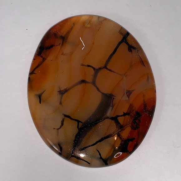 Oval Dragon Veins Agate Orange and White Focal Pendant - Picture 1 of 8